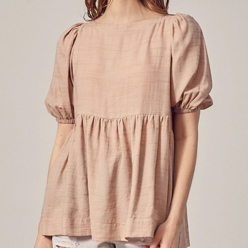 Ladies Junior Lace Up Back Babydoll Tunic Top - FINAL CLEARANCE